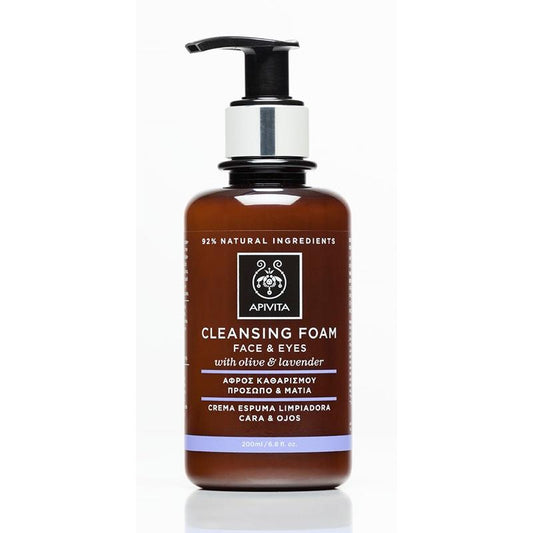 Apivita 200ml Creme de Limpeza Espumante de Oliva e Lavanda para Rosto e Olhos