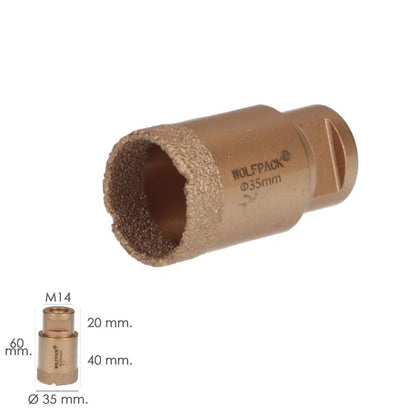 Corona Diamante Para Amoladora Ø 35 Mm. Conexión Rosca M14. Corte Seco
