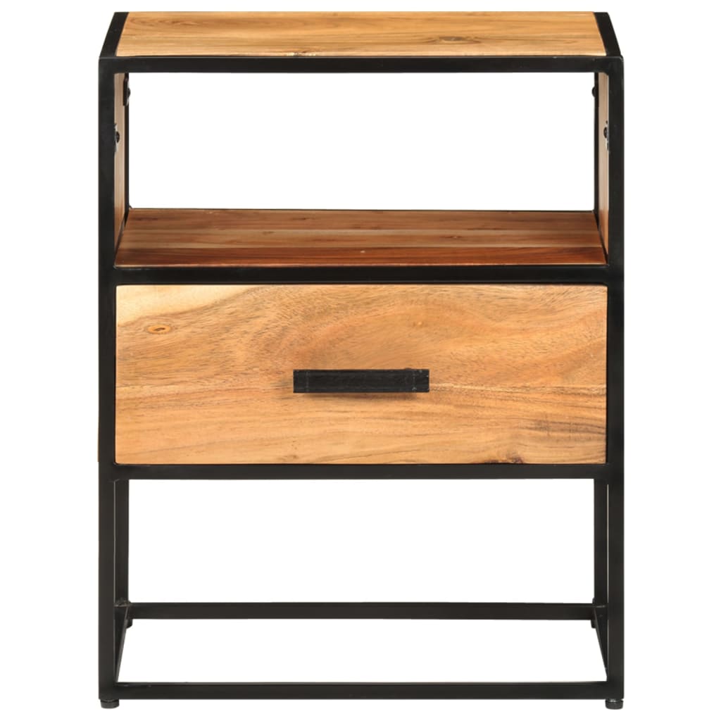 Mesita De Noche De Madera Maciza De Acacia 40x30x50 Cm_0