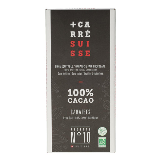 Tablete de Chocolate Negro 100% Caribenho da Carré Suisse Chocolates 80 g
