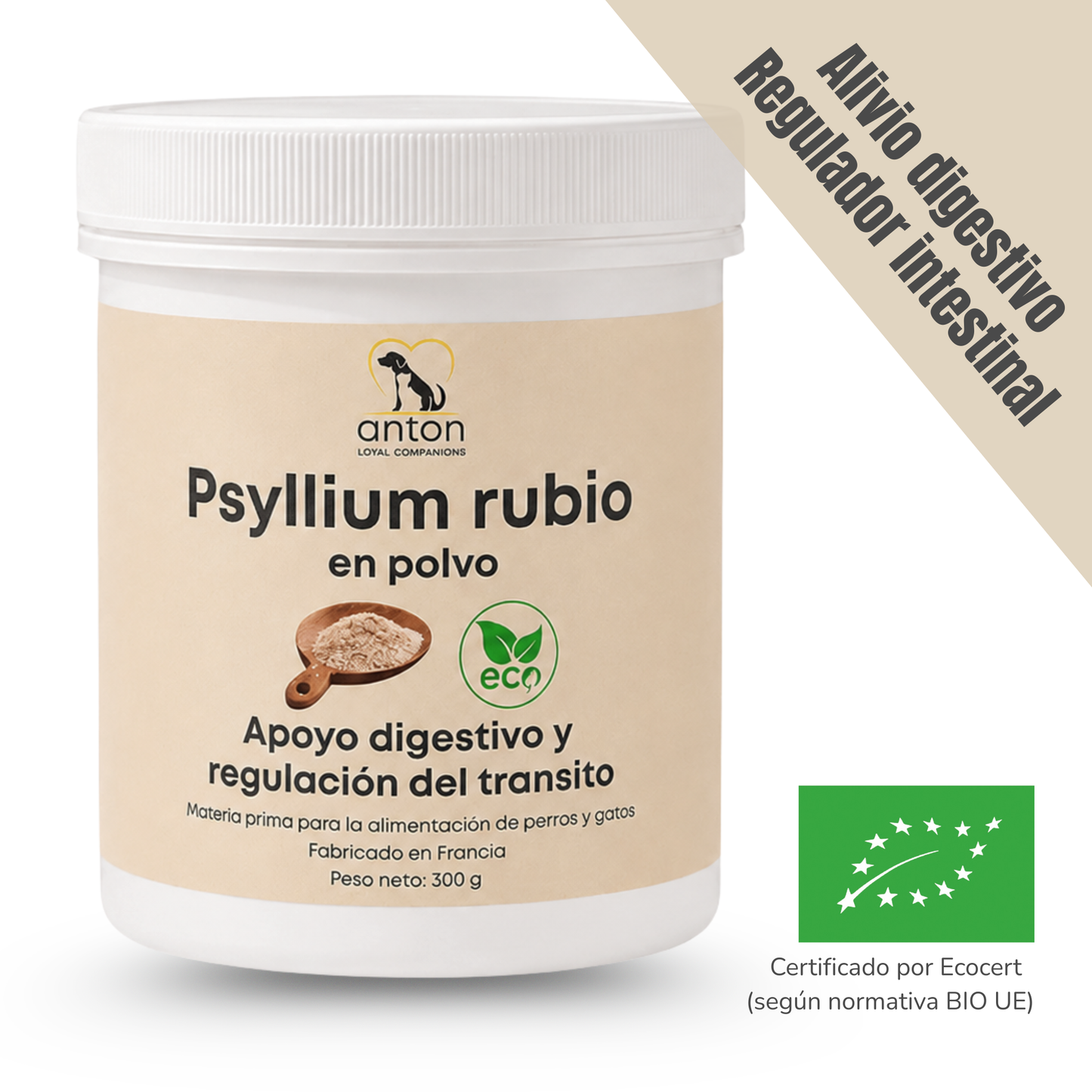 Suplemento natural para el tránsito intestinal de perros y gatos – Psyllium ECO 300 g_0
