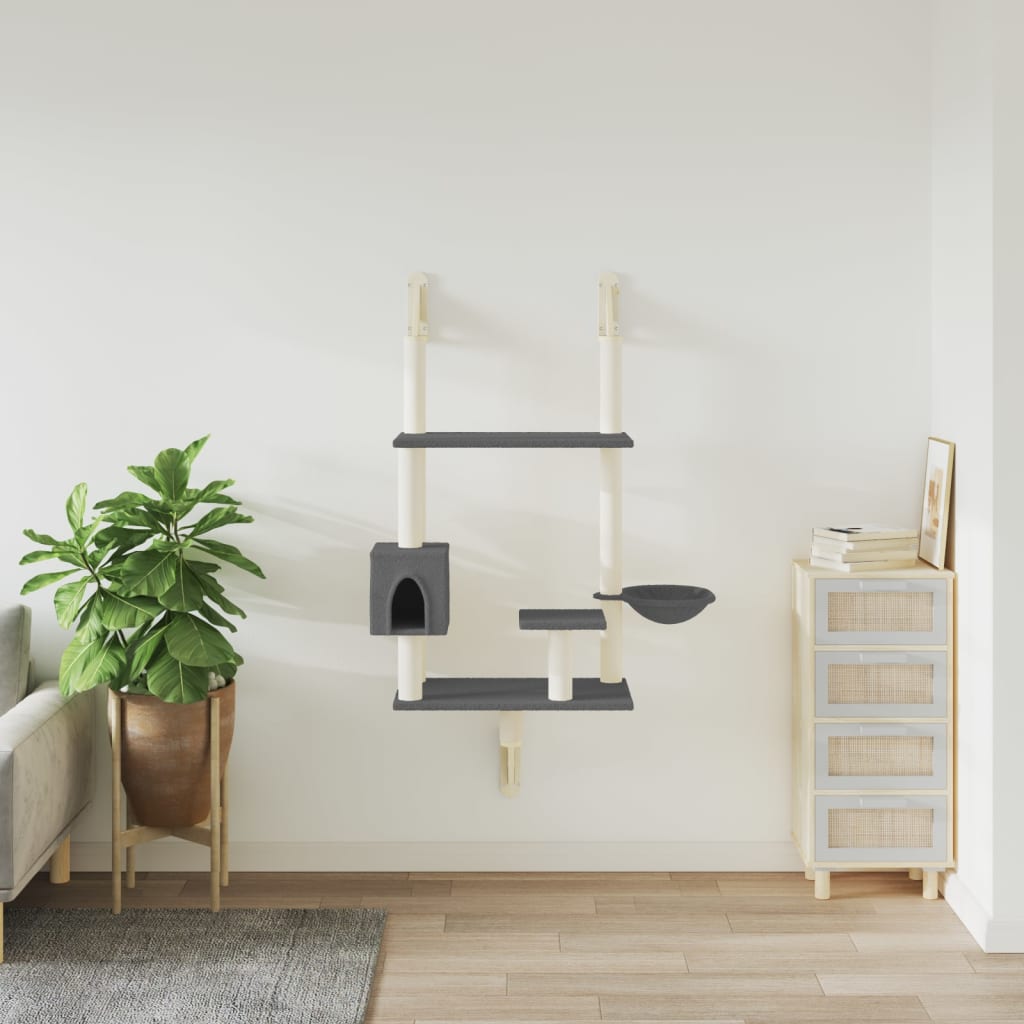 Árbol Rascador Para Gatos De Pared Gris Oscuro 153 Cm_2