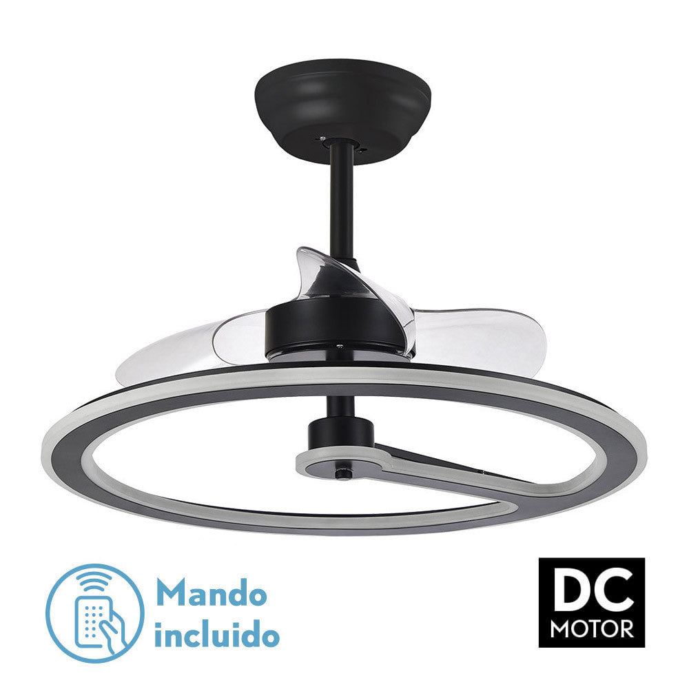 Ventilador 110w Dc Chom Negro 3 Aspas Transp. 46/66x62x62cm 6vel. 3 Colores C/remoto, Memoria Y Temporizador 9350lm_0