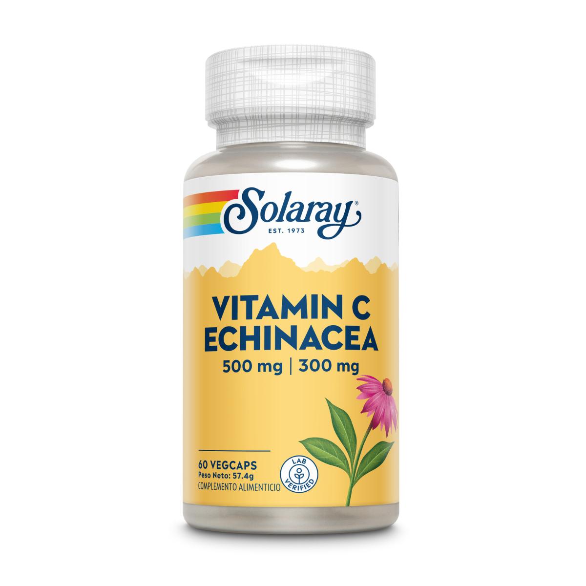 Vitamina C (500 mg) e Equinácea (300 mg) Solaray 60 Cápsulas Vegetais 