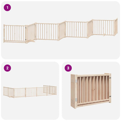 Vidaxl Puerta Para Perros Plegable 8 Paneles Madera De Álamo 640 Cm_4