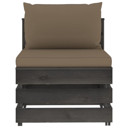 Vidaxl Muebles De Jardín 3 Piezas Con Cojines Madera Impregnada Gris_4