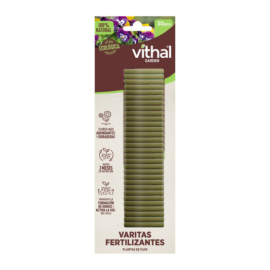Bastões de fertilizantes ecológicos para floração Vithal Garden 30 unidades