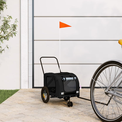 Remolque De Bicicleta Mascotas Hierro Tela Oxford Negro_1