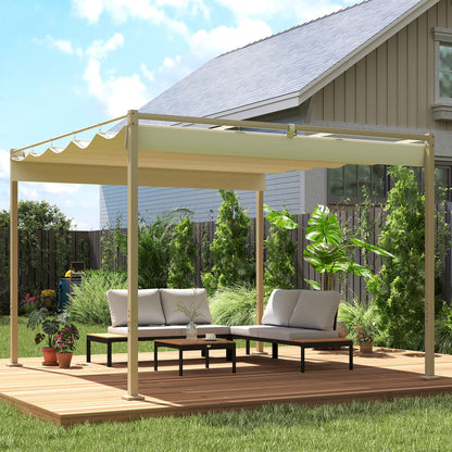Outsunny Pérgola Con Techo Retráctil Pérgola De 3x3 M Con Cierre Magnético Caqui_1