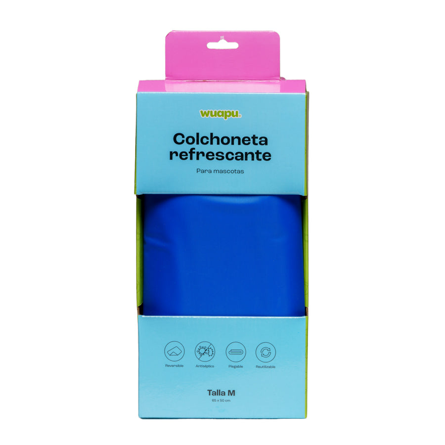 Colchoneta De Gel Refrescante Para Perro Talla M De 65x50cm En Color Azul Liso Wuapu_1
