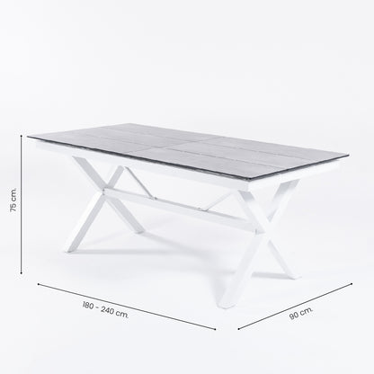 Conjunto De Mesas Y Sillas Acolchadas De Terraza, Mesa Extensible 180 A 240 Cm, Aluminio Y Hpl, Color Laver_4