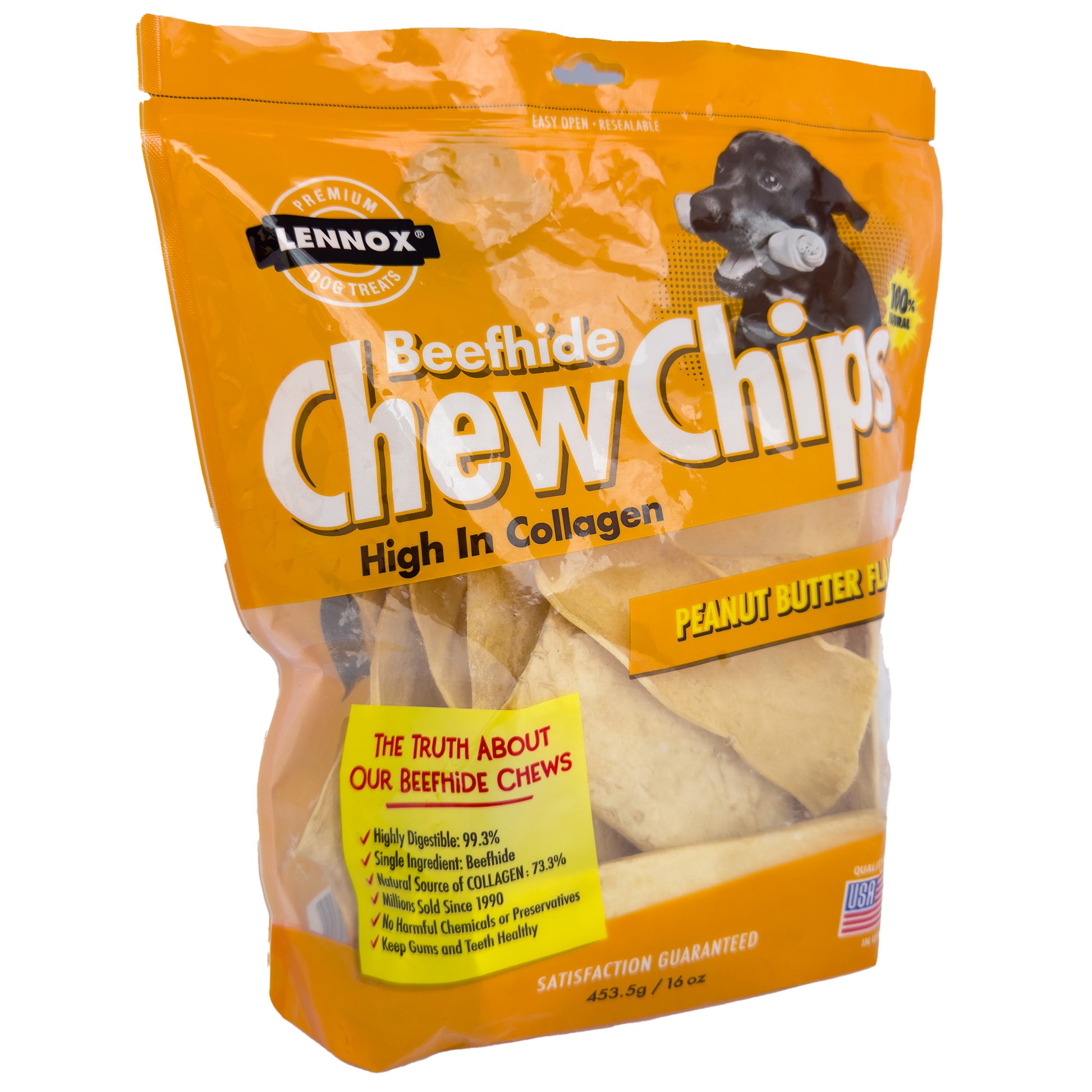 Lifebound - Snack Para Perros: Chips De Piel De Res Sabor A Mantequilla De Maní – 3 Paquetes (453,5 g cada uno)_0