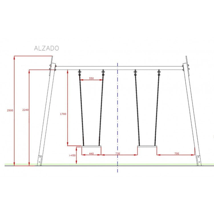 Columpio Doble De Madera Masgames Draco (asientos Planos) Superficie De Arena, Tierra O Cesped._5