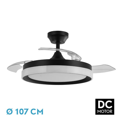 Ventilador Dc Zenit Negro 72w 3aspas Desplegables 107d 7200lm 6vel 3000k,4500k,6000k, Remoto+temporizador+memoria_0