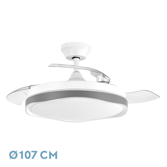 Ventilador Dc Blondi Blanco/gris 3aspas 107d 7200lm 6vel 3000k,4500k,6000k, Remoto+temporizador+memoria_0