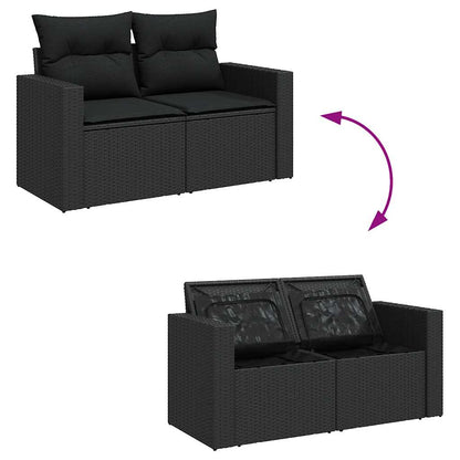 Set De Sofás De Jardín Y Cojines 10 Pzas Ratán Sintético Negro / Vetonek_3