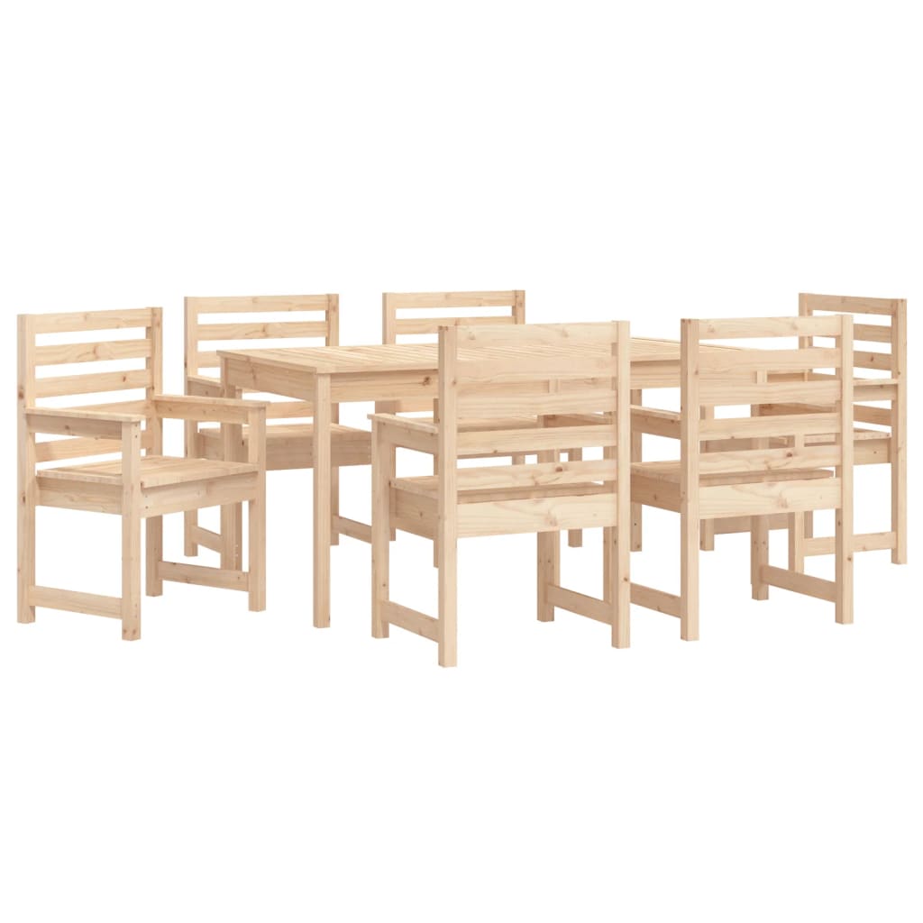 Juego De Comedor De Jardín 7 Piezas Madera Maciza De Pino / Vetonek_1