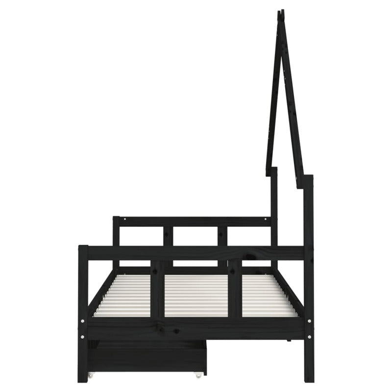 Vidaxl Estructura Cama Infantil Y Cajones Madera Pino Negro 90x190 Cm_5
