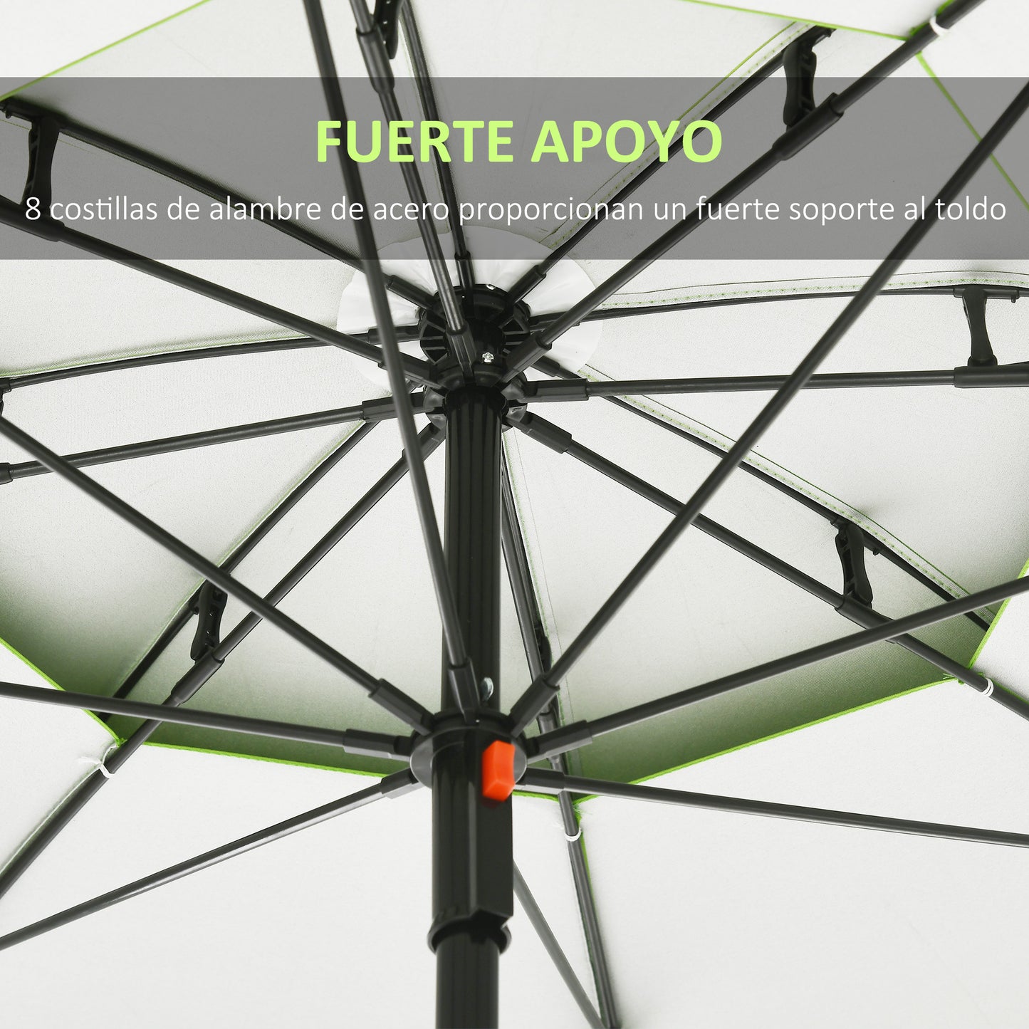 Outsunny Sombrilla De Playa Ø185x205 Cm Con Techo Doble Ángulo Ajustable Verde_5