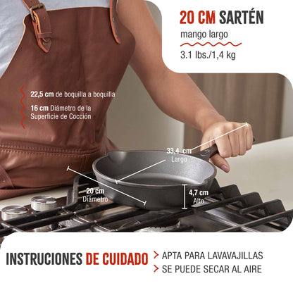 Victoria Sartén Hierro Fundido Esmaltado Inducción 20cm, Apta Fuego, Barbacoa, Horno Cast Iron Skillet, 31923, Negro_4