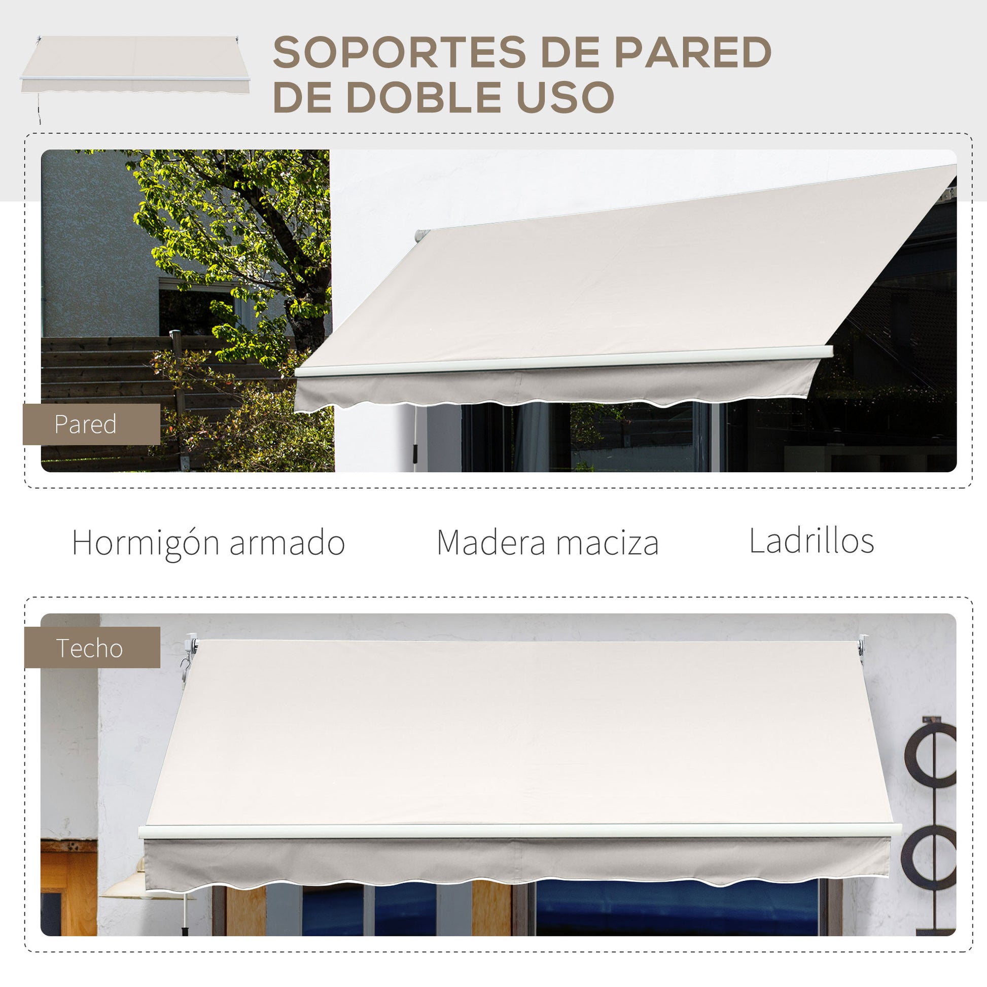 Outsunny Toldo Manual Retráctil Con Manivela 200x295 Cm Protección Solar Uv50+_5