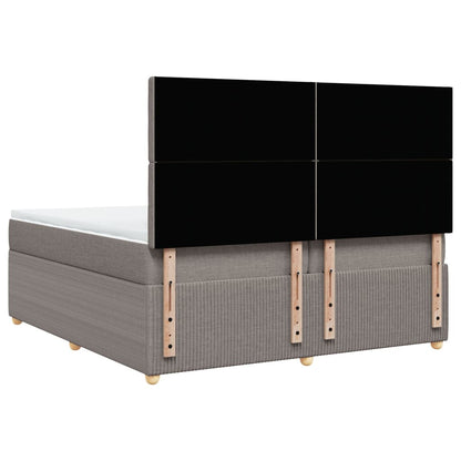 Cama Box Spring Con Colchón Tela Gris Taupe 200x200 Cm / Vetonek_4
