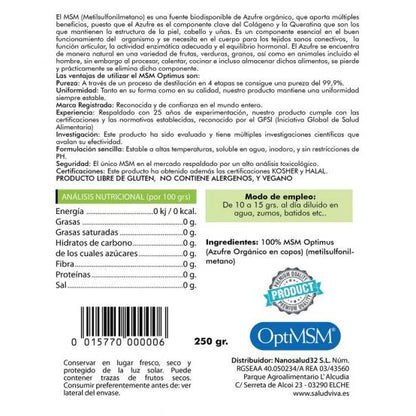 MSM Optimus 250 g, Vida Saudável