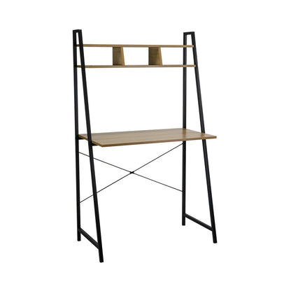 Escritorio Metálico Con Estantería Organizadora De Madera Oyam 142x84x46cm 7house_0