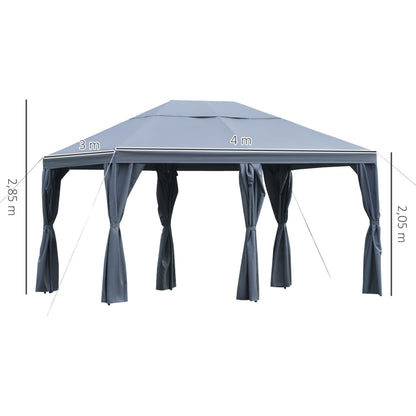 Outsunny Cenador 4x3m Con 6 Cortinas De Cremallera Ventilación_2