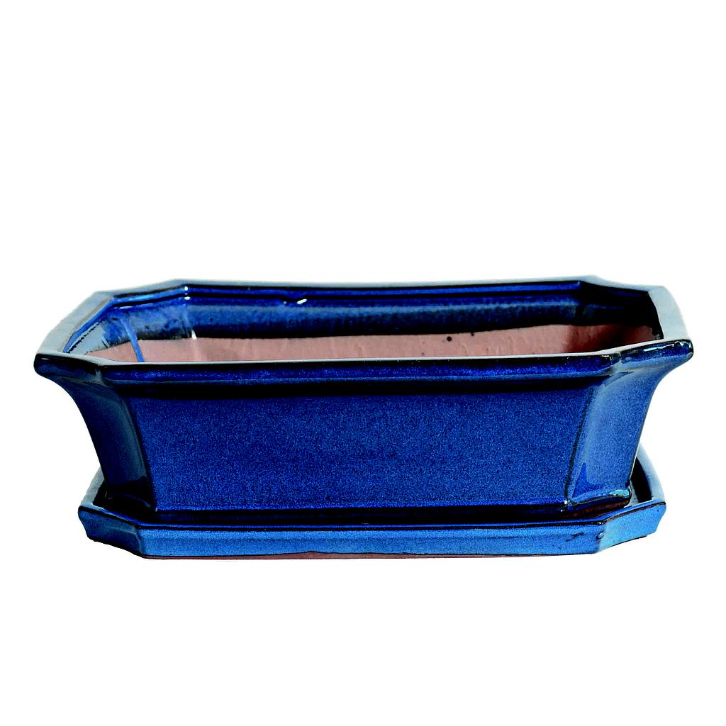 Tiesto Bonsái Rectangular Azul Con Plato 24x18x7cm_0