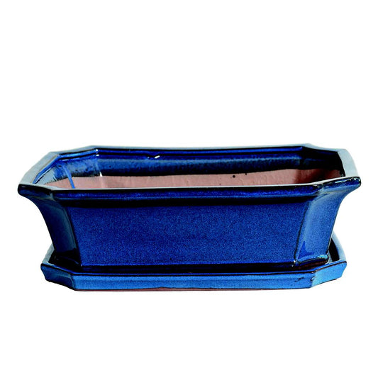 Tiesto Bonsái Rectangular Azul Con Plato 24x18x7cm_0
