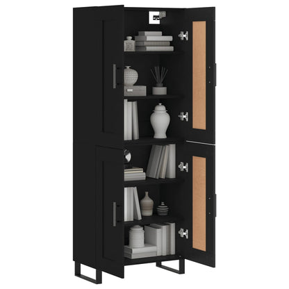 Aparador Alto Madera Contrachapada Negro 69,5x34x180 Cm_2
