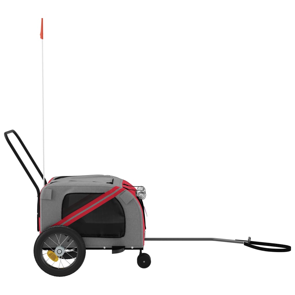 Remolque De Bicicleta Mascotas Hierro Tela Oxford Rojo Negro_5