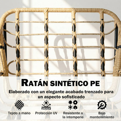 Outsunny Conjunto De Jardín Exterior De 3 Piezas 2 Sillas Con Cojines Mesa Caqui_5