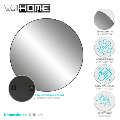 Well Home Espejo Redondo Marco En Metal Ø110cm_1