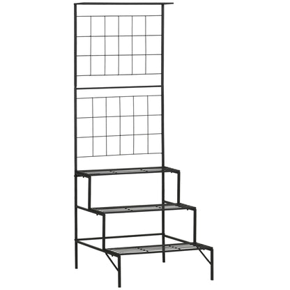 Outsunny Soporte Plantas Con Enrejado De Metal Estantería De Macetas 3 Estantes_0