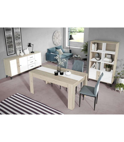 Mueble Aparador Para Comedor Modelo Samira 3 Puertas 3 Cajones Acabado Sahara/blanco, 180._1