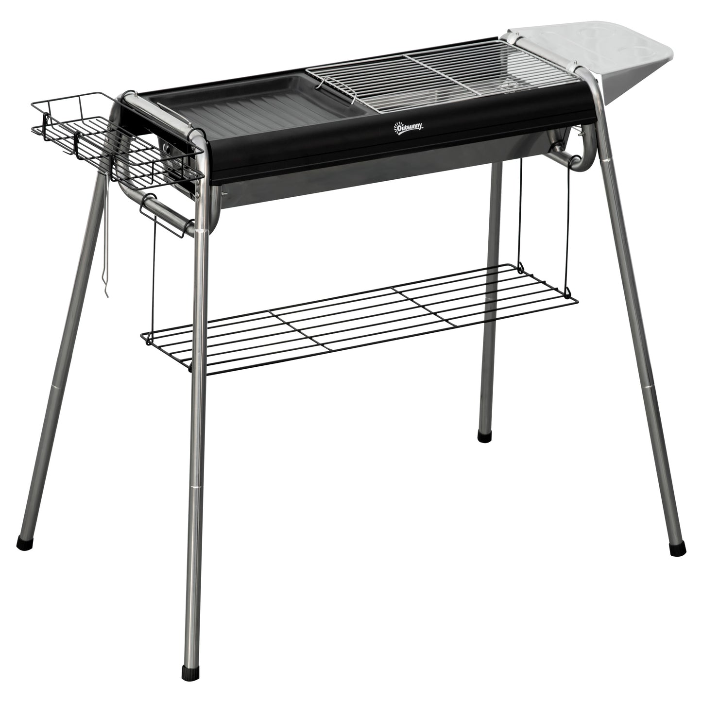 Outsunny Barbacoa De Carbón Barbacoa Portátil Con Parrilla 107x63x75 Cm Negro_0