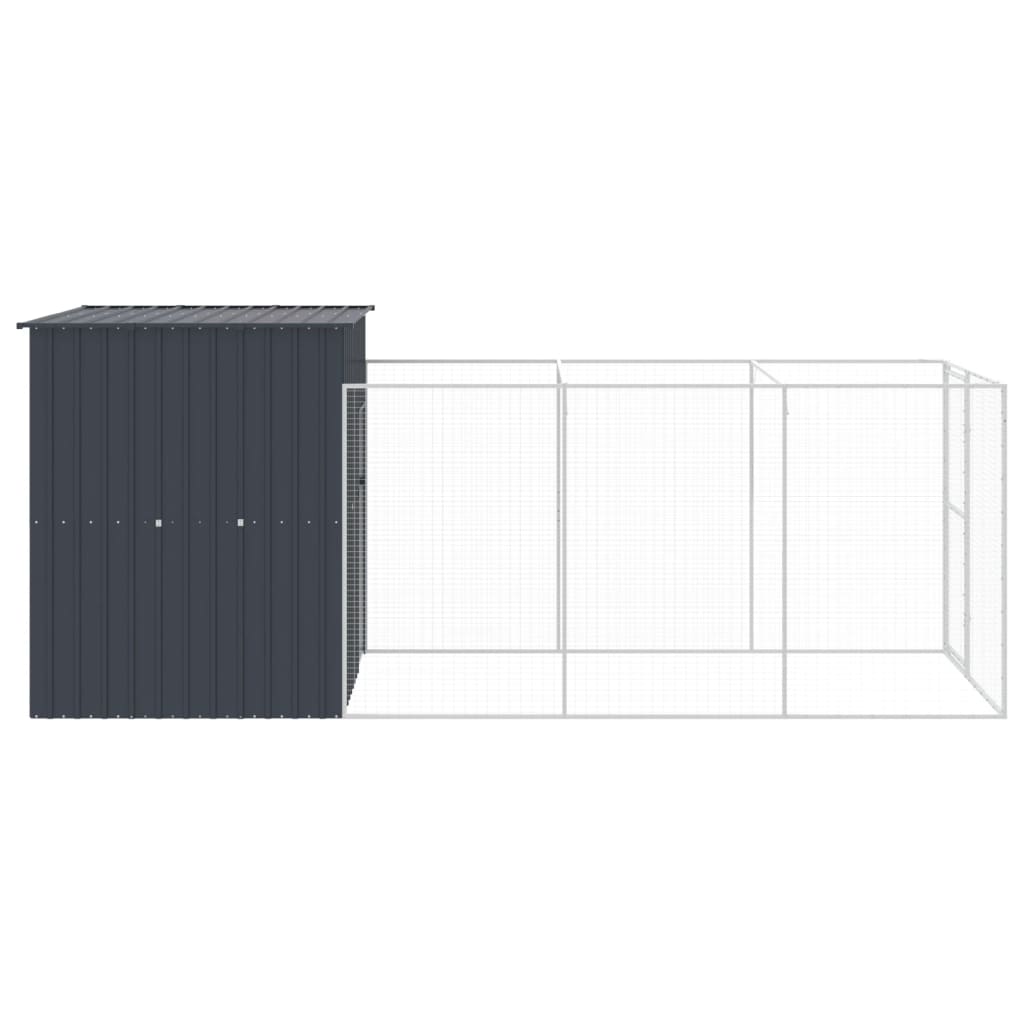 Caseta De Perros Con Corral Acero Galvanizado 165x455x181 Cm_3