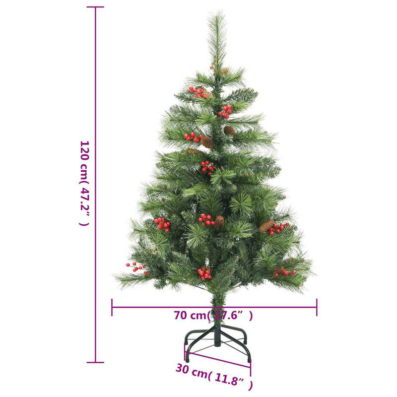 Vidaxl Árbol Navidad Artificial Con Bisagras 150 Led Y Bolas 120 Cm_2