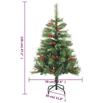 Vidaxl Árbol Navidad Artificial Con Bisagras 150 Led Y Bolas 120 Cm_2