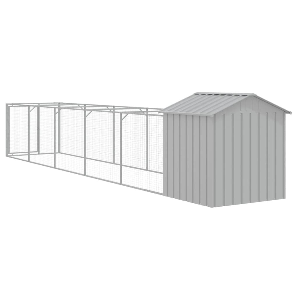 Vidaxl Caseta Perros Tejado Acero Galvanizado Gris Claro 117x609x123cm_4