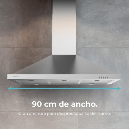 Campana Extractora 90 Cm Piramidal Bolero Flux Pm 906500 Inox A. Motor 165w, Acabado Negro, Succión 650m3/h, Control Mecánico, 3 Niveles De Potencia_3