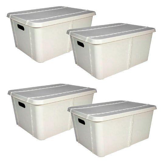 4x Life Story Caja Almacenaje Con Tapa Medium 25l Light Grey_0