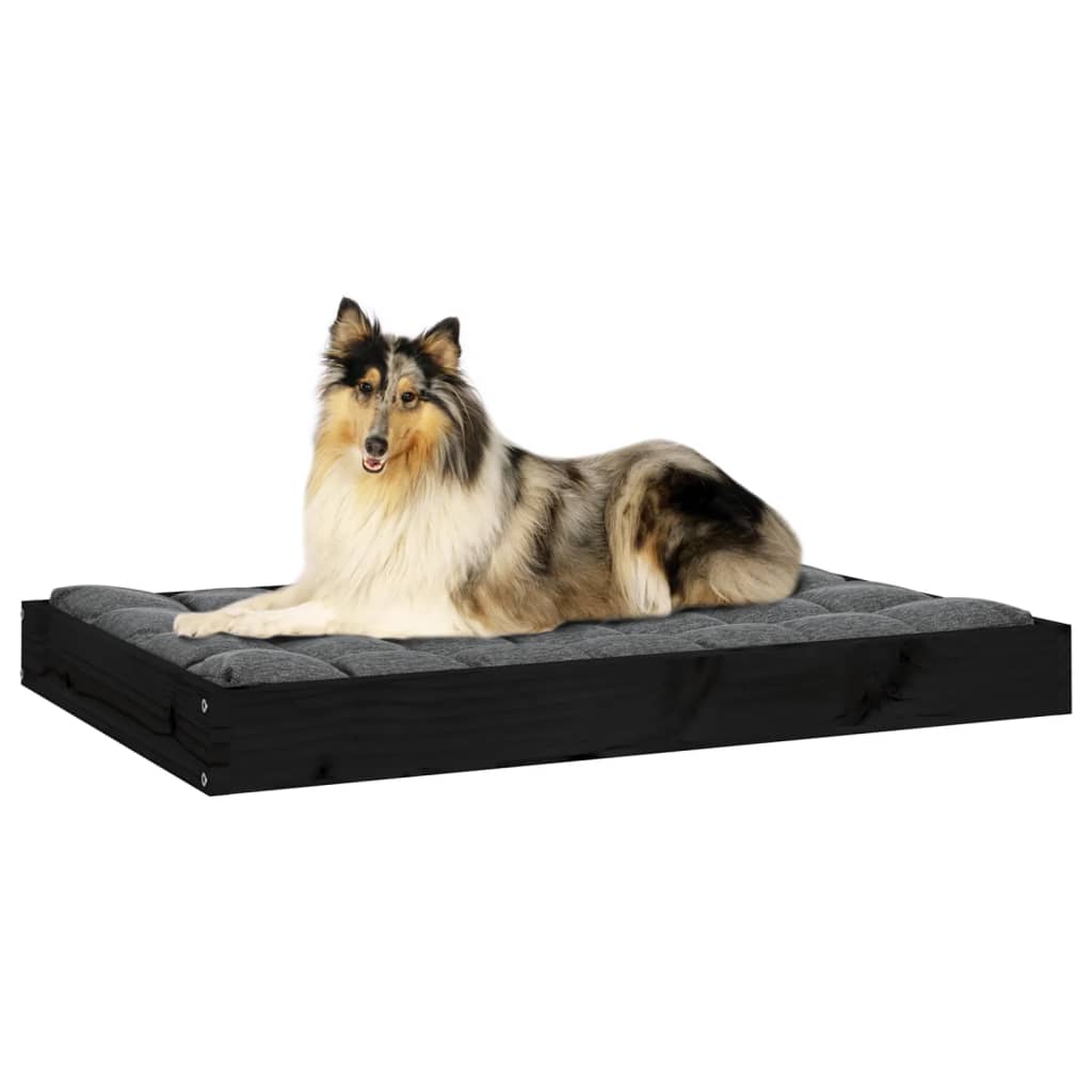 Cama Para Perros Madera Maciza De Pino Negro 91,5x64x9 Cm / Vetonek_2