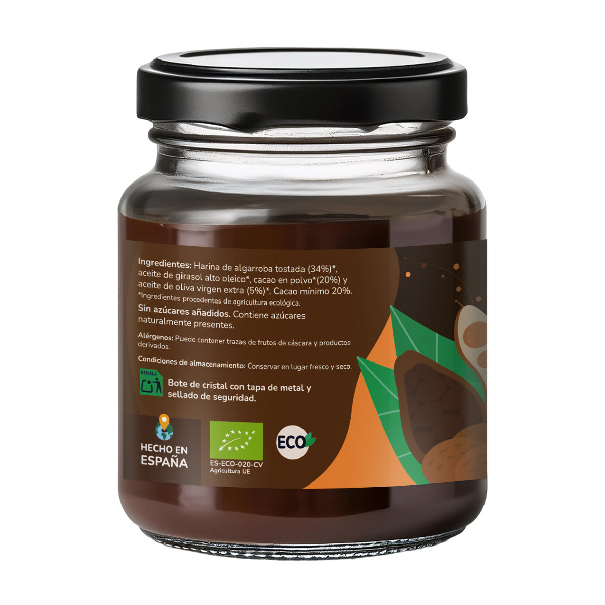 Creme de alfarroba e cacau sem açúcar ECO Planeta Huerto 230 gr