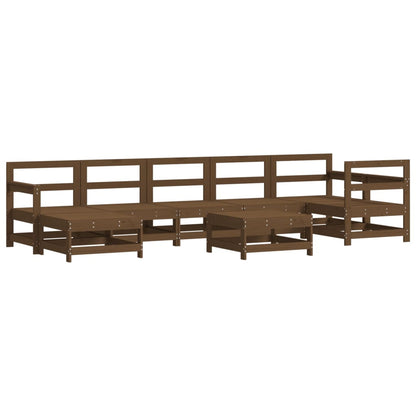 Vidaxl Juego Muebles De Jardín 8 Pzas Madera Maciza Pino Marrón Miel_0