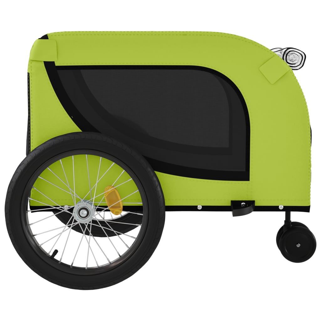 Remolque De Bicicleta Mascotas Hierro Tela Oxford Verde Negro_5