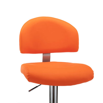 Taburete De Cocina De Cuero Sintético Naranja_3