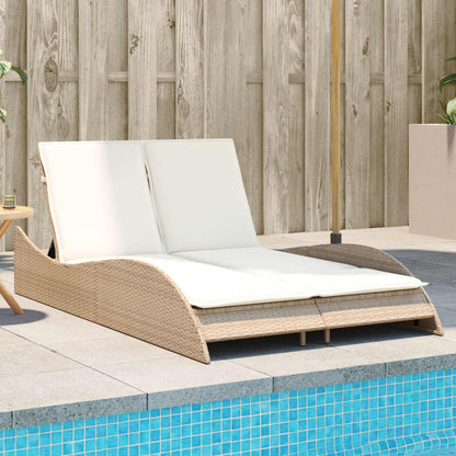 Tumbona Con Cojines Ratán Sintético Beige 114x205x73 Cm / Vetonek_2